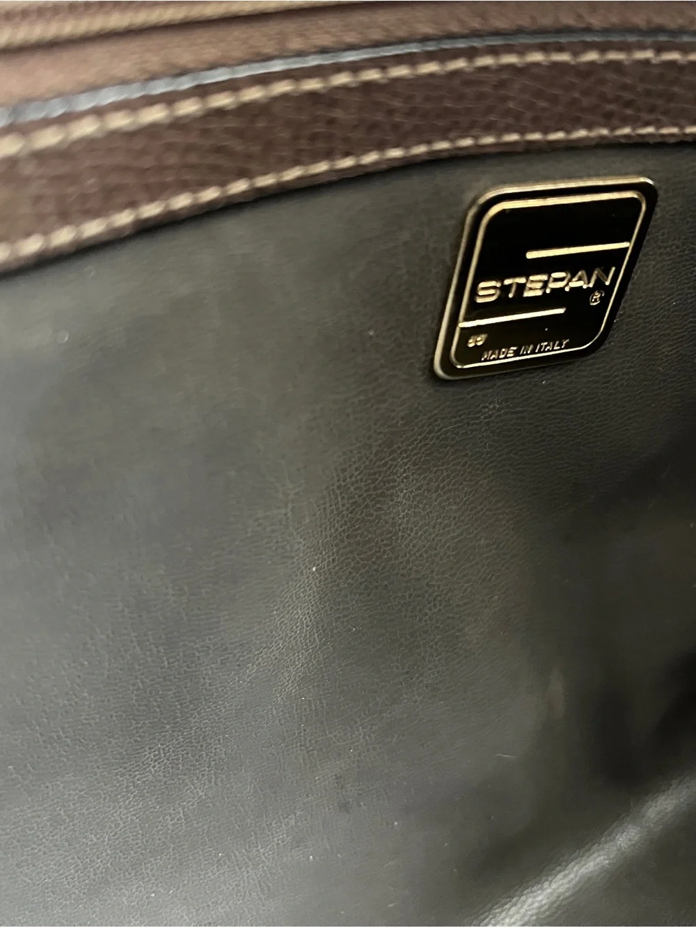 Stepan Made In Italy Structured Brown Satchel with Gold Accent Hardware